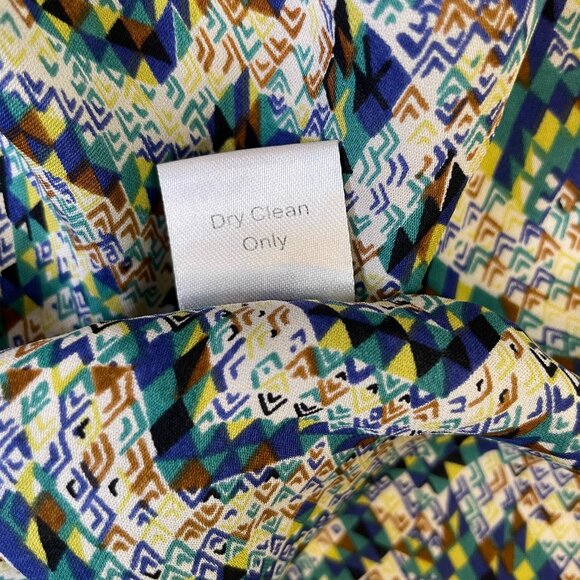 Parker 100% Silk Mini Dress Size S Dolman Long Sleeve Geometric Abstract Print - Picture 10 of 10